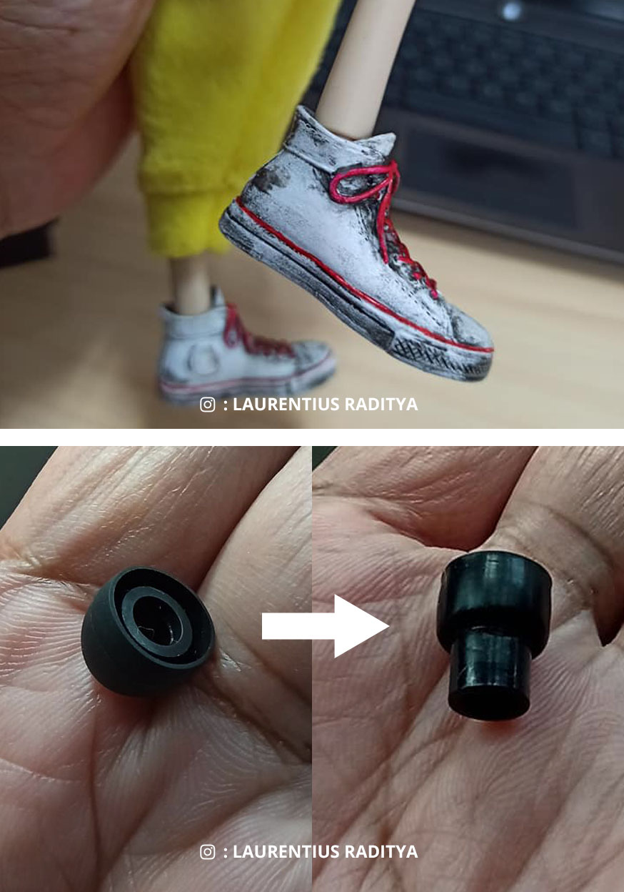 Use a headphone/ear bud rubber piece and turn it inside-out.