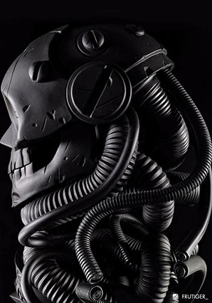Black Onyx Severed Bot Head - AK - Ashley Wood